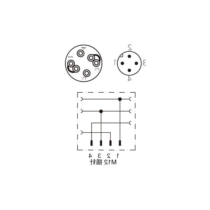 M12 4Pin, male straight, in-line connection, food grade, Y-splitter, 64FX29